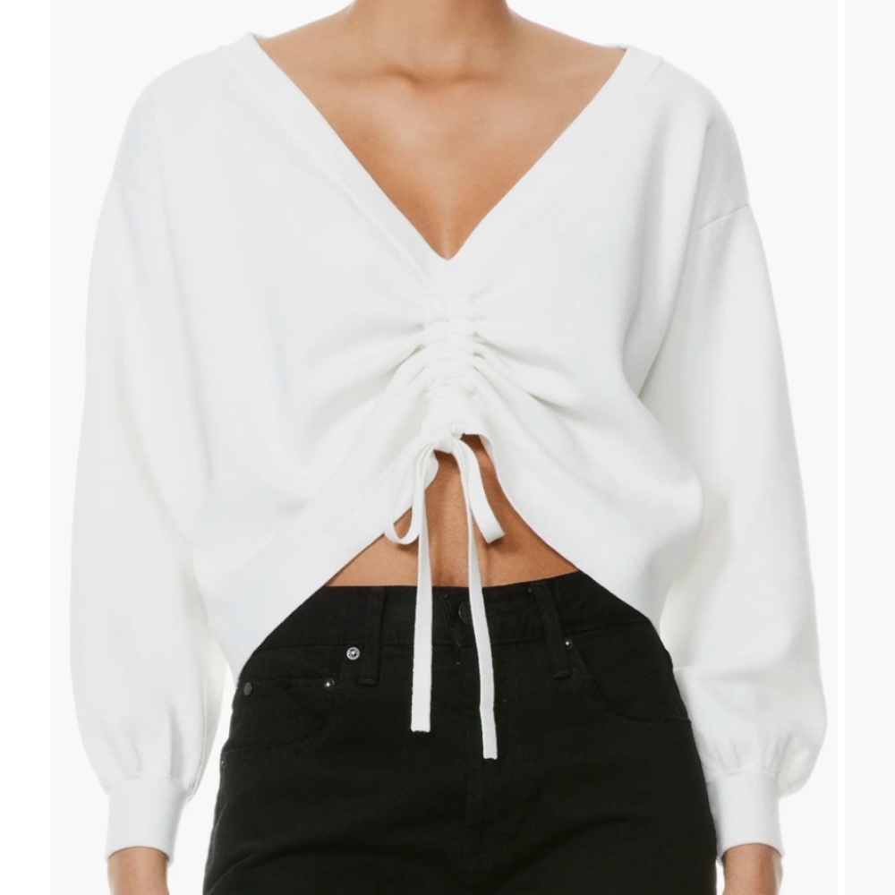 NWT $330 Alice + Olivia Nora REVERSIBLE Drawcord Ruched Sweater in size Medium!